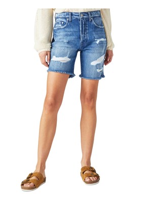 Женские синие шорты LUCKY BRAND с карманами на молнии и завышенной талией 4\27