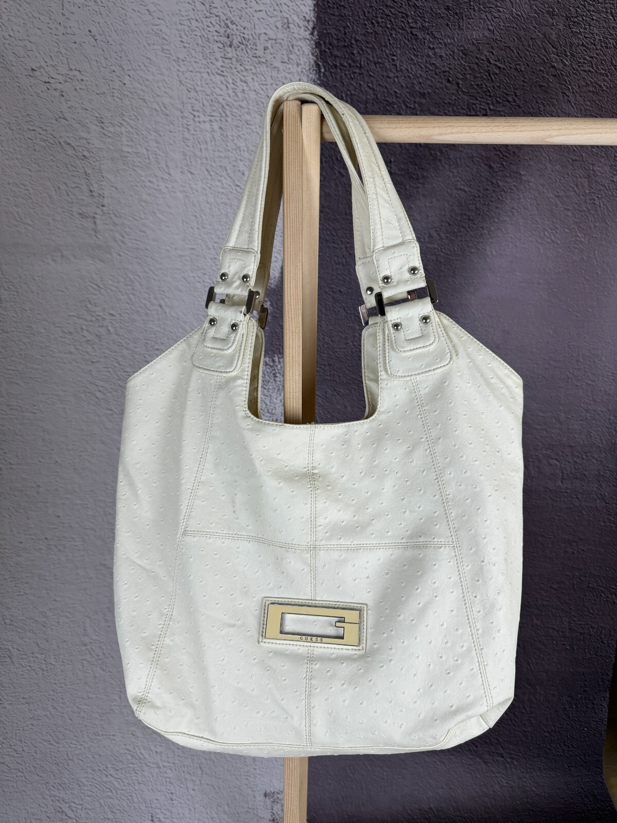 バッグ Guess 00s y2k handbag pvc leather cotton Vintage Guess Rare Leather Shoulder Bag Y2K Boho Purse