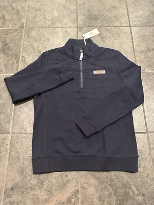 NWTS Vineyard Vines Women s 1/4 Zip Shep Shirt Solid Navy Blue Small Pullover