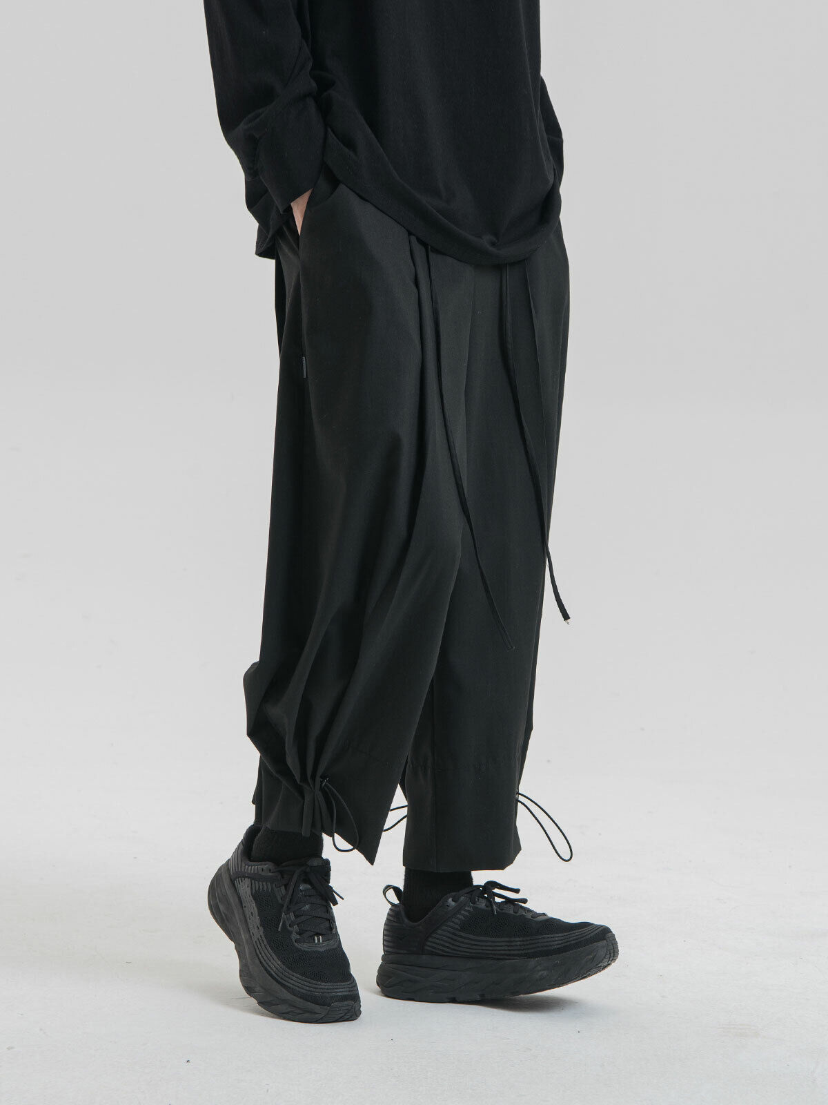 Japanese men's adjustable pleated trousers loose wide-leg Japanese men's adjustable pleated trousers loose wide-leg
