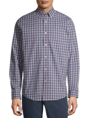 Men's George Long Sleeve Stretch Poplin Pink /Blue Shirt Size TXL 46-48