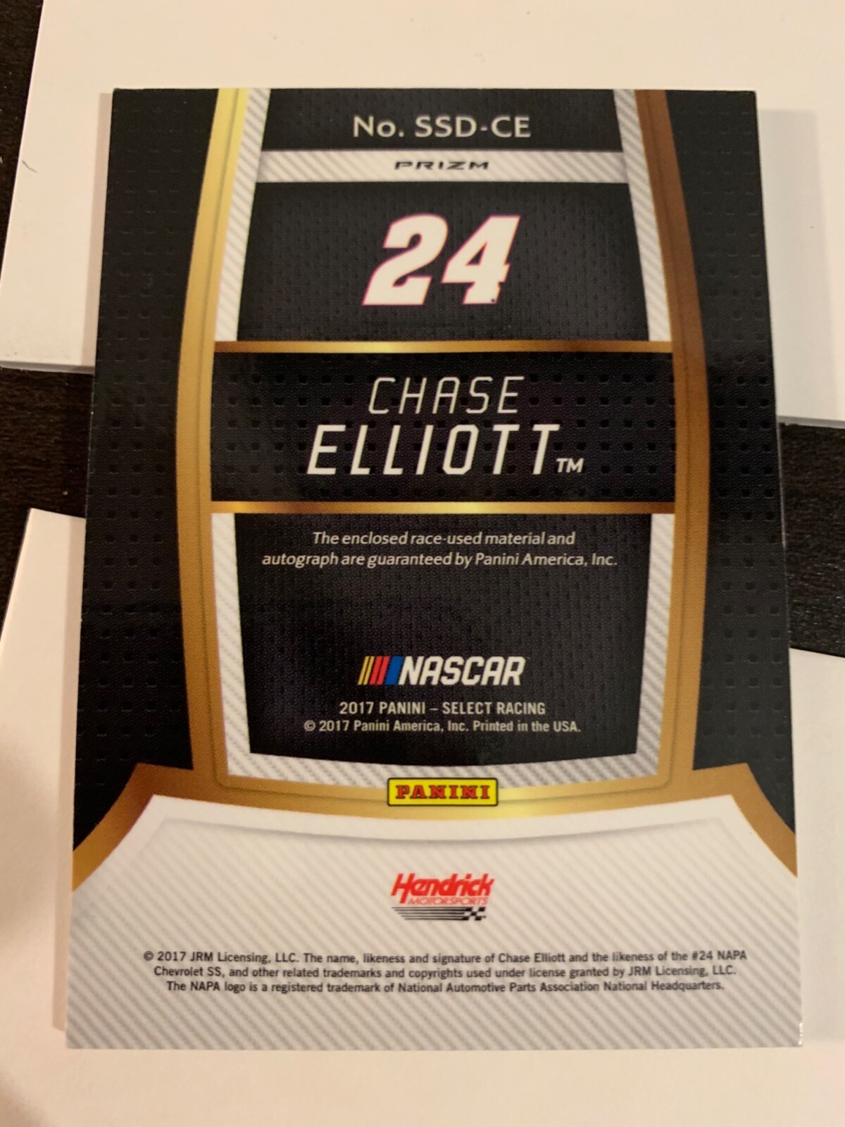 2017  Select  CHASE ELLIOTT  Signature Swatch Duals Silver Prizm Auto Autograph