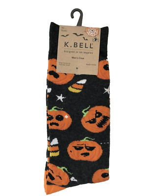 K. Bell Mens Halloween Crew Socks Pumpkins Candy Corn Print Fall Novelty K.Bell