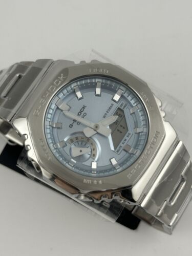 Pre-owned Casio G-shock Gm-2110d-2a Quartz Stainless Steel Blue Dial Watch In Box