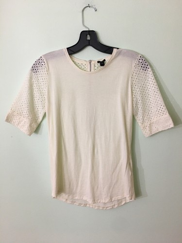 J CREW $78 White EYELET BACK ZIP TOP Sz XXS Style A6763 | eBay