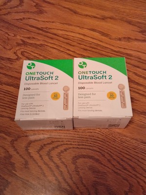 ONE TOUCH UltraSoft 2 Disposable Lancets 100 Ct. (2 Boxes) Total Of 200 Lancets