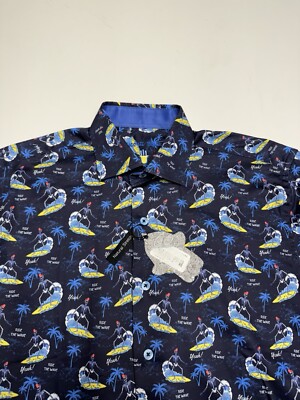 Visconti Black Men s Shirt Size M Ride the Wave Cotton Blend Stretch Halloween