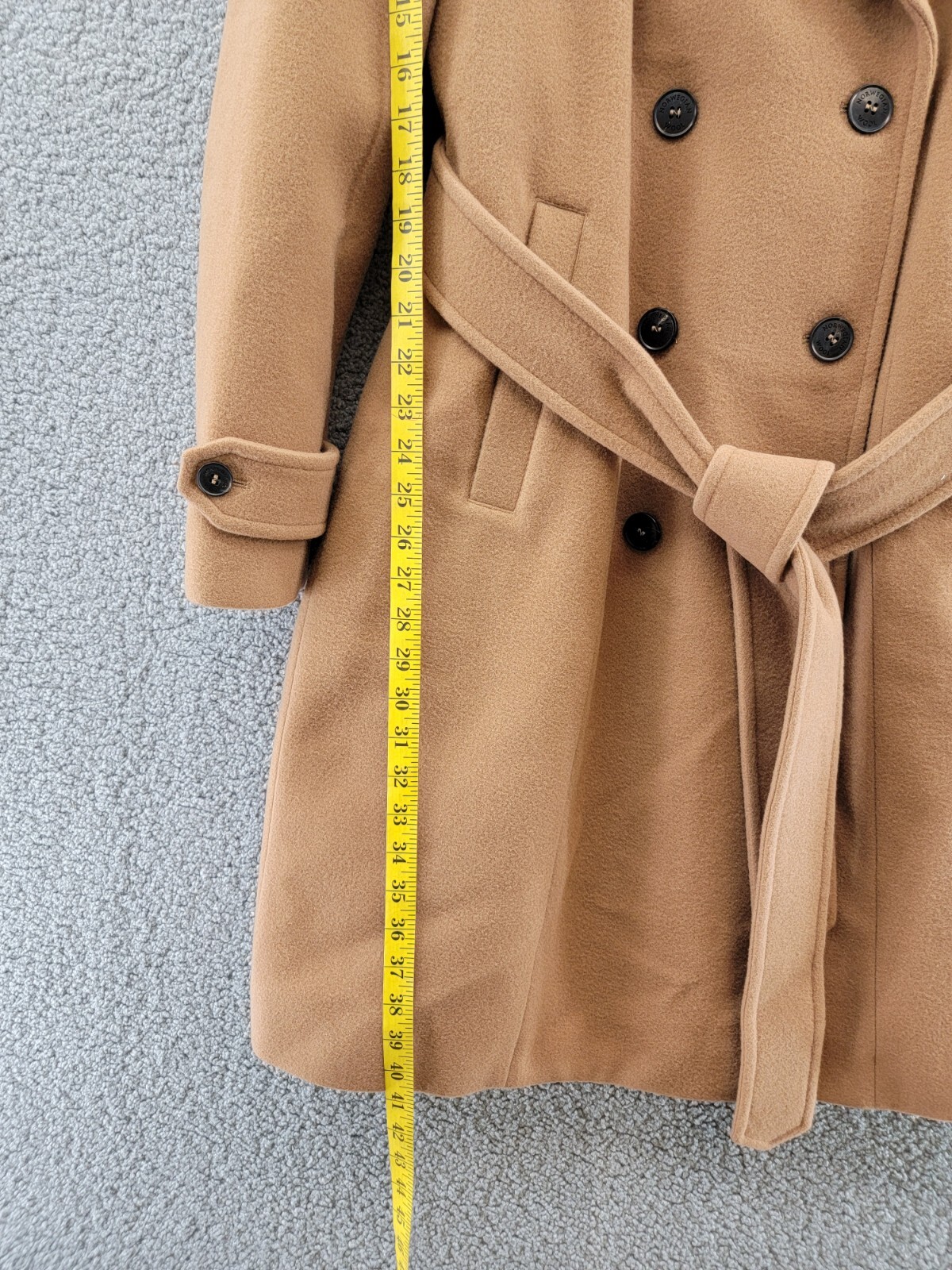 Pre-owned Norwegian Wool Cashmere Notch Collar Double Breasted Coat Women's M Camel L/s In Beige