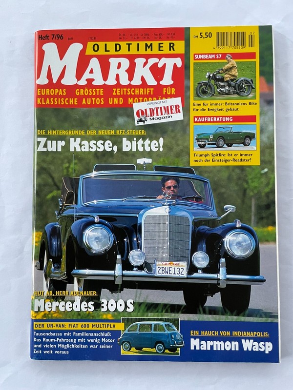 Mercedes 300s, Triumpf Spitfire, Fiat 600 Multipla, Marmon Wasp, Sunbeam, Gilera