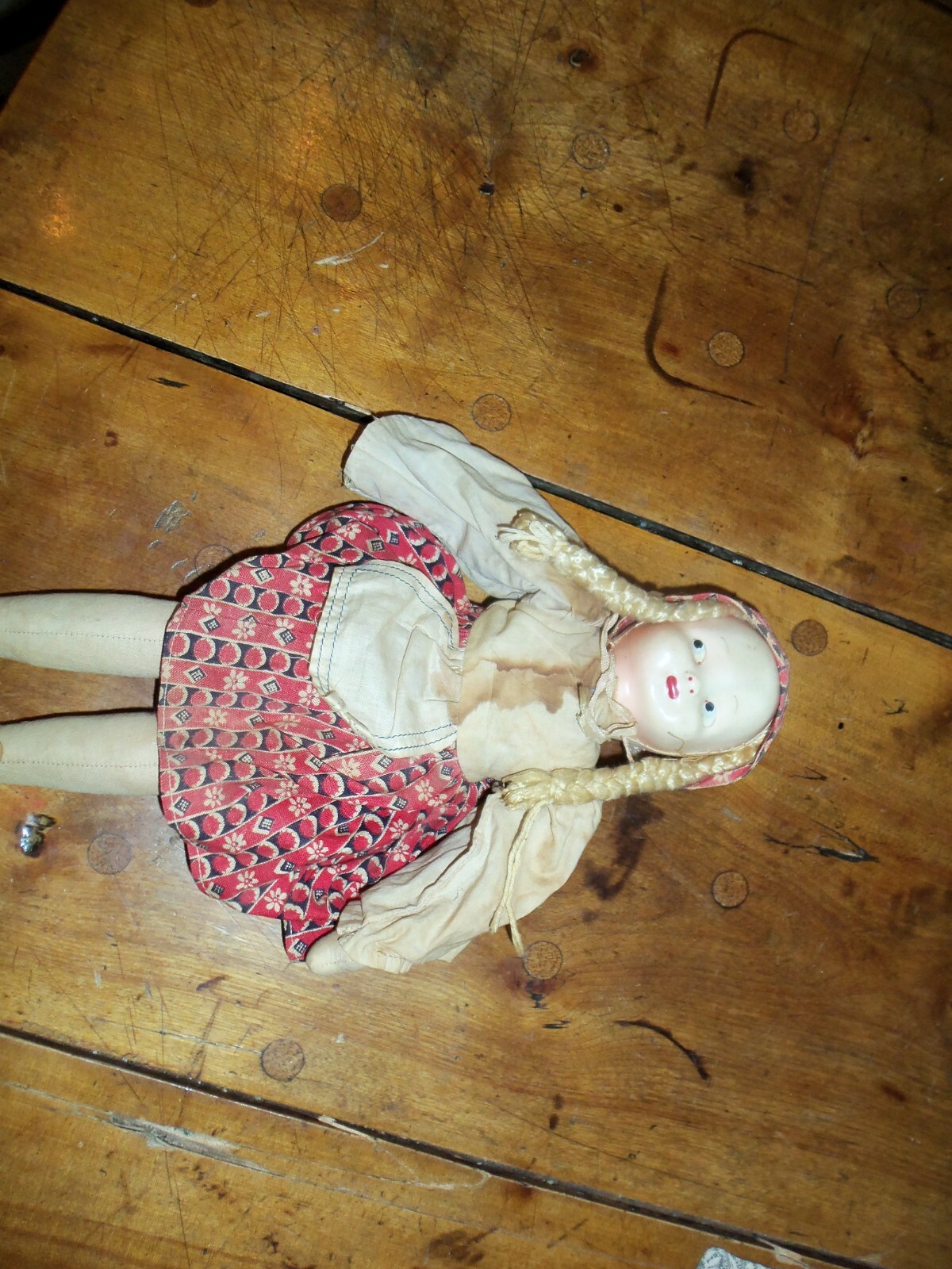 antique polish cloth doll with braids