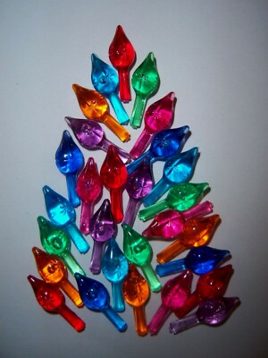 Star Twinkle Lights 30 Small Bulbs Ceramic Christmas Tree Pegs VINTAGE  