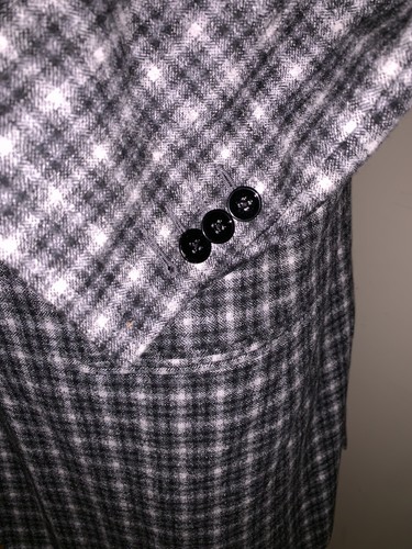 Custom Made for DWIGHT HOWARD Gray Check 2-Button Linen Sportcoat Blazer 44XL