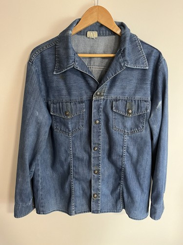 Vintage JC Penney Western Shirt Jacket Snap Denim Chambray
