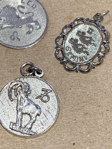 Lot 6 Sterling Silver Charm Horoscope Virgo Leo Libra Gemini 925 15.4 Grams