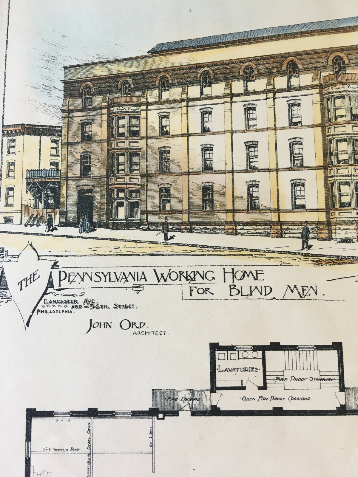 Pennsylvania Working Home Blind Men, Philadelphia, 1890, Original Hand Colored