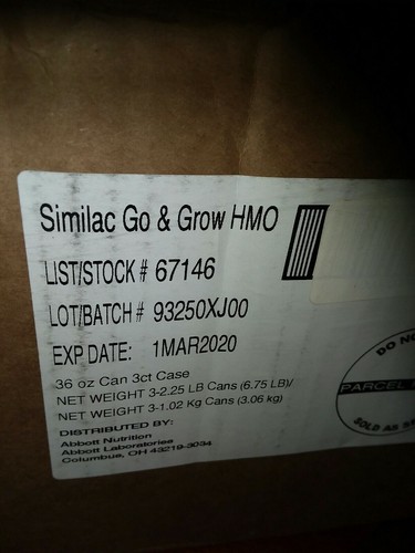 Similac Go & Grow HMO Toddler Drink, Non-GMO, 3 - 36oz Cans 03/01/2020