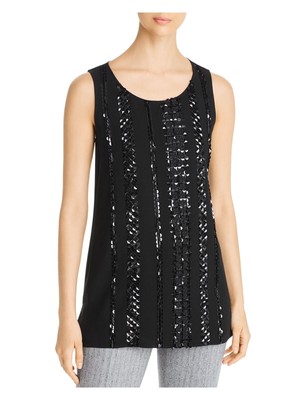 LAFAYETTE 148 NEW YORK Женский черный вечерний топ без рукавов с круглым вырезом S