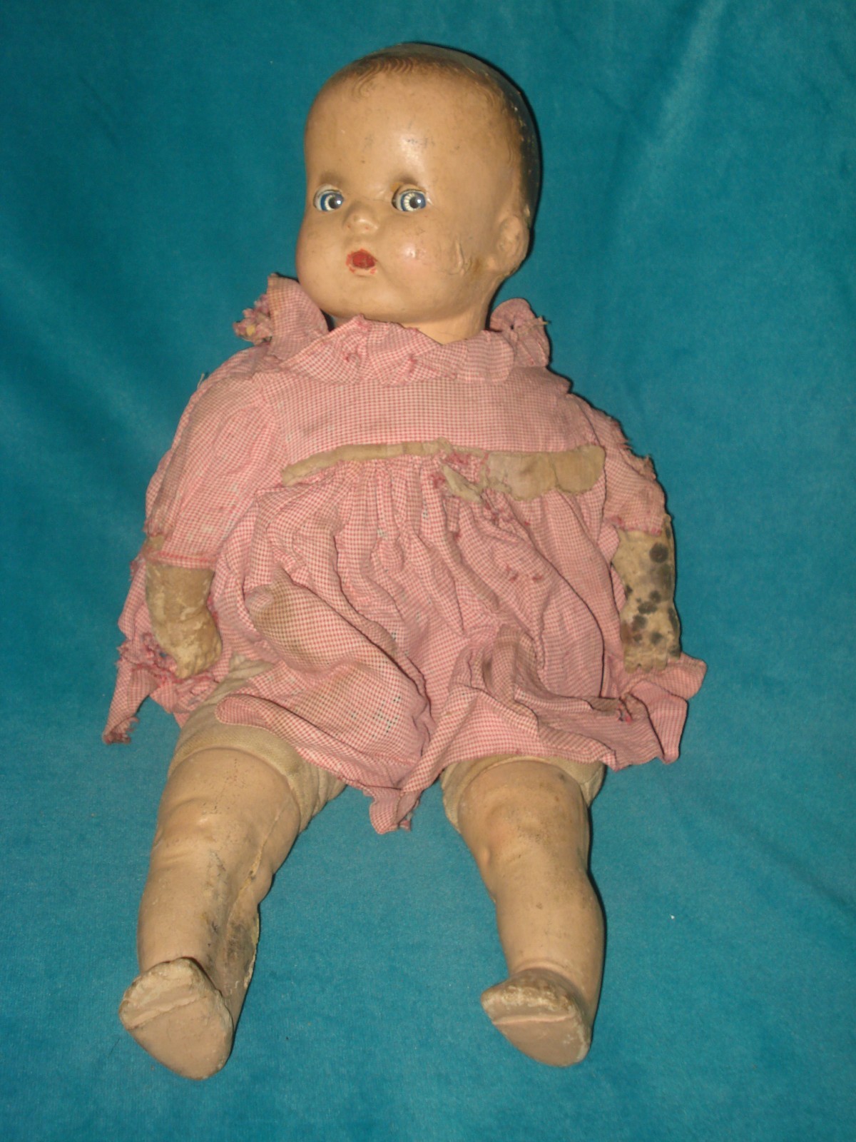 Vintage Antique Horsman Composition 16” Baby Doll/Cloth Body/ SLEEPY BLUE EYES??