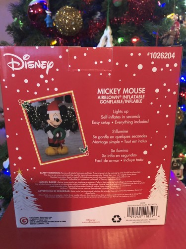 Christmas Disney 3.5 ft Mickey Mouse with Wreath Airblown Inflatable NIB
