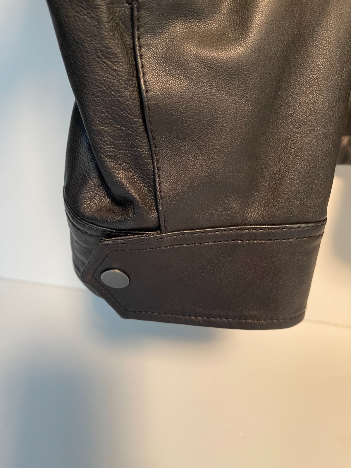 Pre-owned Tasso Elba Mens Leather Cafe Racer Jacket - Xl - Black - W/tags