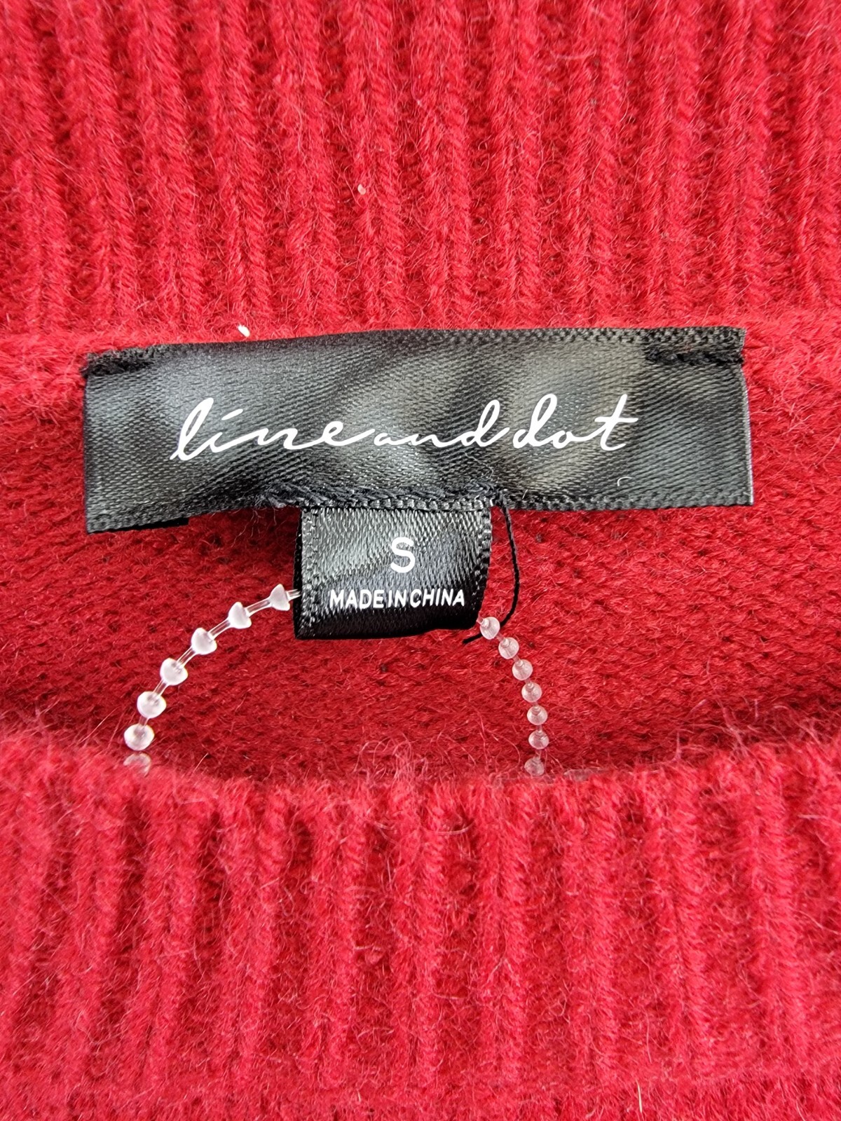 Line & Dot Double Layer Sweater Women's S Red Round Neck Long Sleeve Pullover - Picture 15 of 20