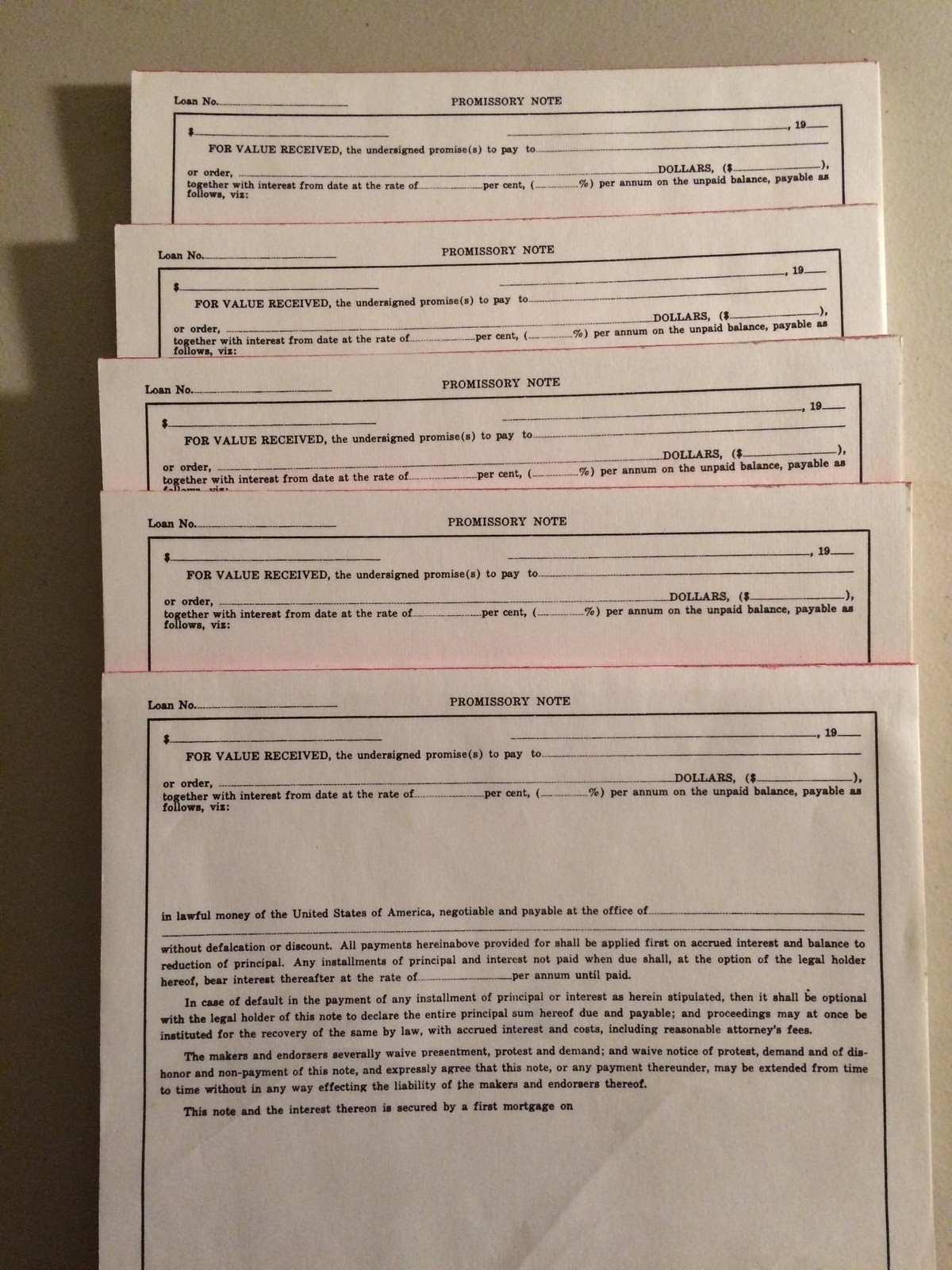 5) NOTE | PROMISSORY SUPPLY eBay STANDARD FORM BOOKLETS