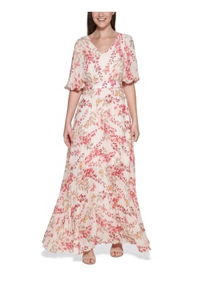 

KENSIE DRESSES Женское розовое шифоновое платье макси с рукавами-пуфами с завышенной талией, Розовый