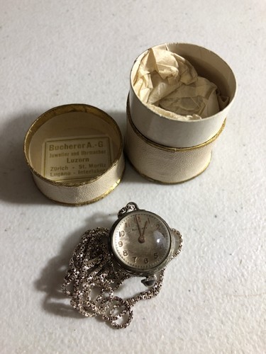 C. Bucherer Swiss Pendant Bubble Ball Watch with Silver Chain Art Deco