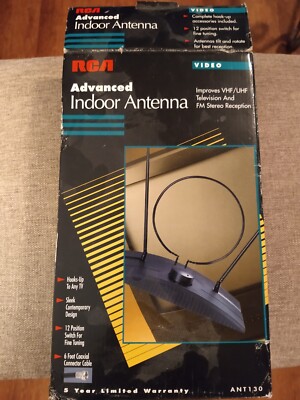 RCA Advanced Indoor Antenna Video TV FM Reception Vintage 1994 Model ANT130