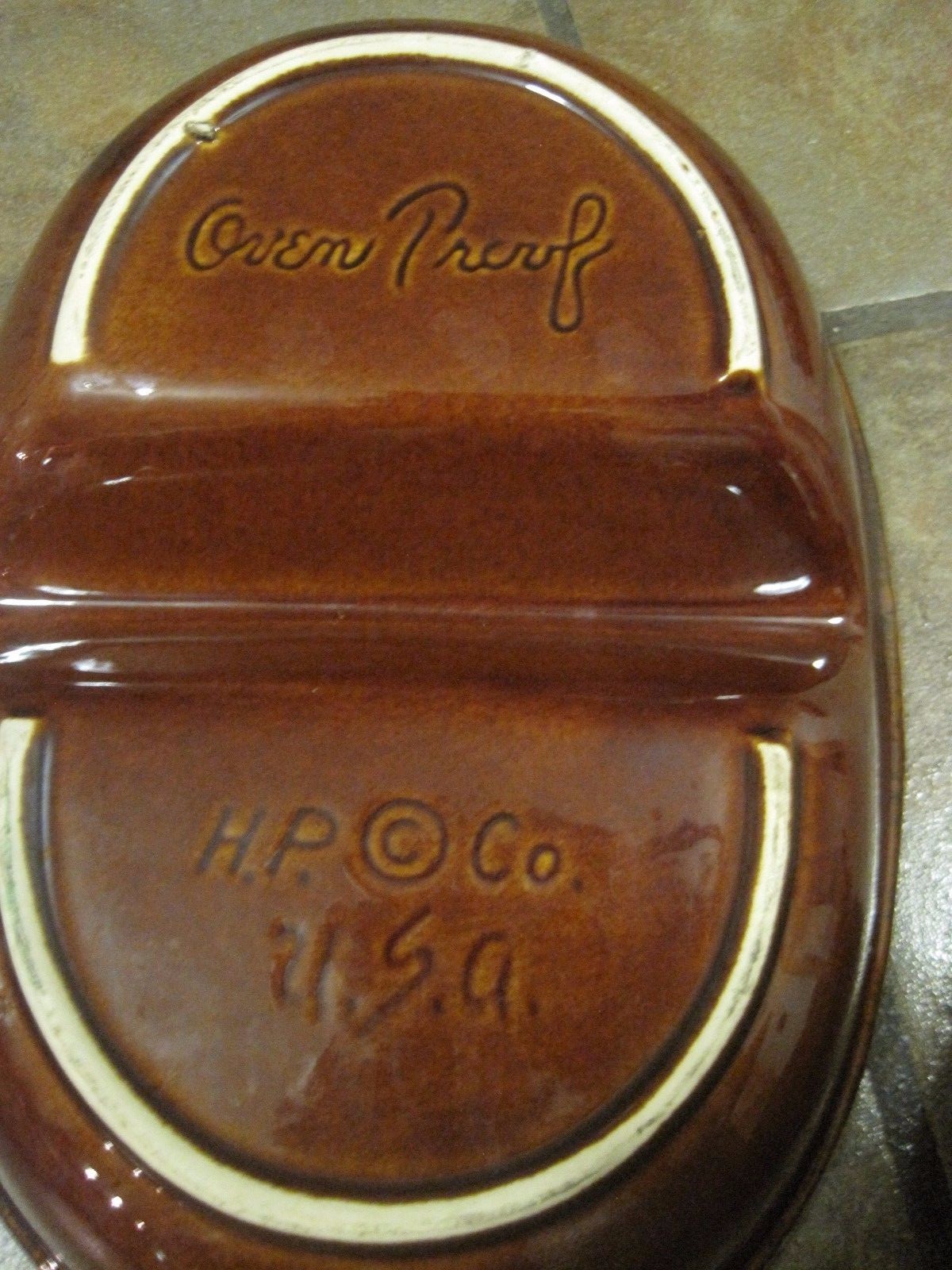 HULL POTTERY~ BROWN DRIP ~ DIVIDED VEGGIE BOWL ~ 1960'S ~ EUC