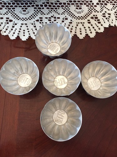 5 Vintage Tin Fluted Jello Molds