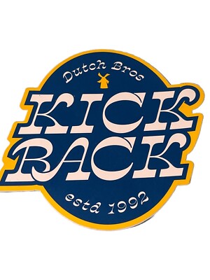 Dutch Bros Coffee Sticker Kick Back Blue Yellow Oval Text  January 2021