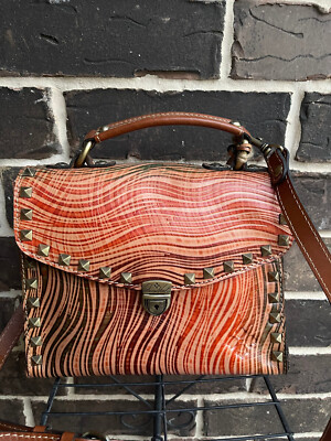  $249 NWT Patricia Nash Crossbody Simona Top Handle Satchel Wavy Stripe Leather 
