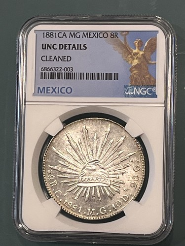 NGC UNC-D メキシコ 1892CA 8R 銀貨　未使用 NGC UNC-D メキシコ 1892CA 8R 銀貨 未使用 NGC 鑑定済み