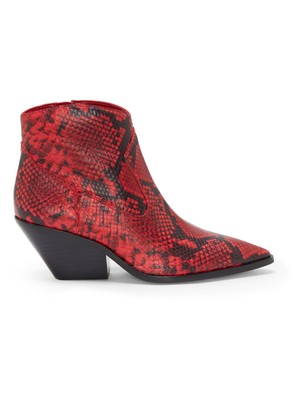 

VINCE CAMUTO Женские красные кожаные ботильоны с острым носком Jemelia со змеиным принтом 7,5 м, Красный, VC-JEMEILA
