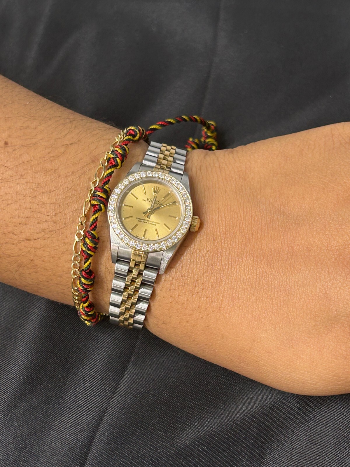 Rolex Oyster Perpetual 24 mm 76193 quadrante champagne bracciale giubileo  bicolore | eBay