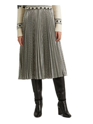 

LAUREN RALPH LAUREN Женская черная плиссированная юбка миди на молнии на подкладке для миниатюрных размеров, Черный