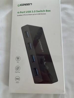 UGREEN 4-Port USB 3.0 Switch Box  - Enables 2 PC Devices to Share 4 USB Devices