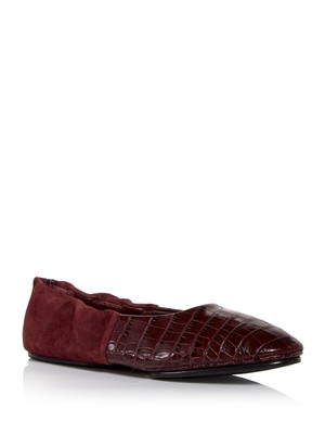 

LAFAYETTE 148 NEW YORK Женские бордовые балетки без шнурков Croc-Mira Minmond, Burgundy, LF-0748