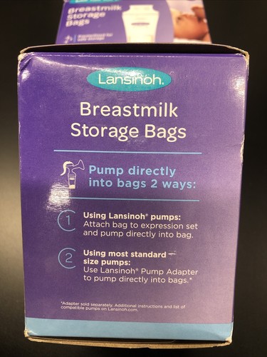 2 Pack Lansinoh Breastmilk Breast Pump Storage Bag - 20470 - 100ct Ea - 200 Tot
