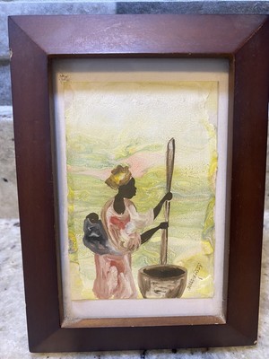 Vintage Les Aguarelles De Thies Dioss & Issa Framed Painting 