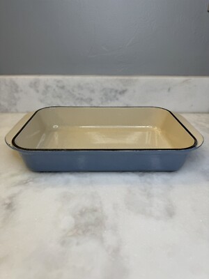 LE CREUSET Blue Cast Iron Rectangular Baking Dish Enameled 8 X 12 Made In France