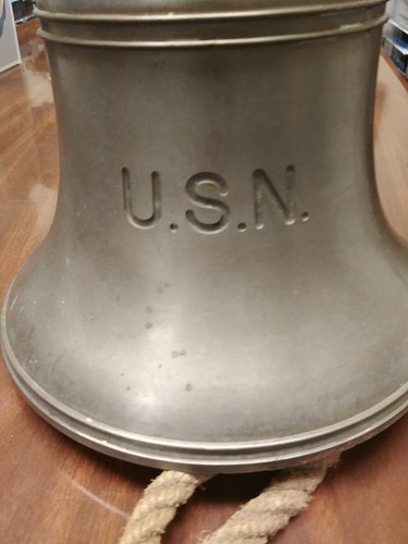 Old USN United States Navy Brass Nickel Plated Nautical Ship Boat Bell