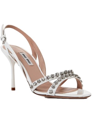 

MIU MIU Женские сандалии Bianco White Jewel Calzature Donna Stiletto с ремешком на пятке, Белый, 5X725C--JHRF---08599