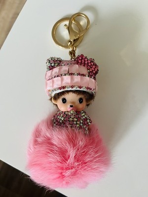 Plüschiger Bommel-Schlüsselanhänger Mit Strass-Schmetterling – Süß, Weich & Vielseitig