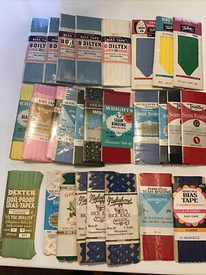 Vintage Wrights Seam Binding Rick Rack Lace Bias Tape 27 Packs Mixed Lot