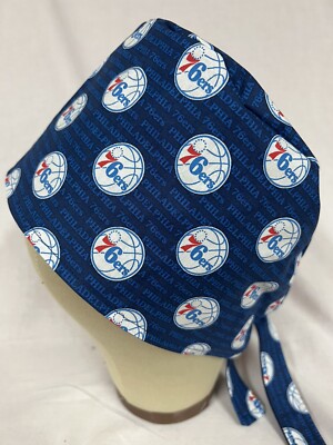 Men/Women Surgical Scrub Cap Lined Philadelphia 76ers 100% Cotton