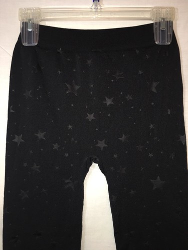 Girl’s PINK ROSE Black Leggings W/ Gray Stars, Size Medium
