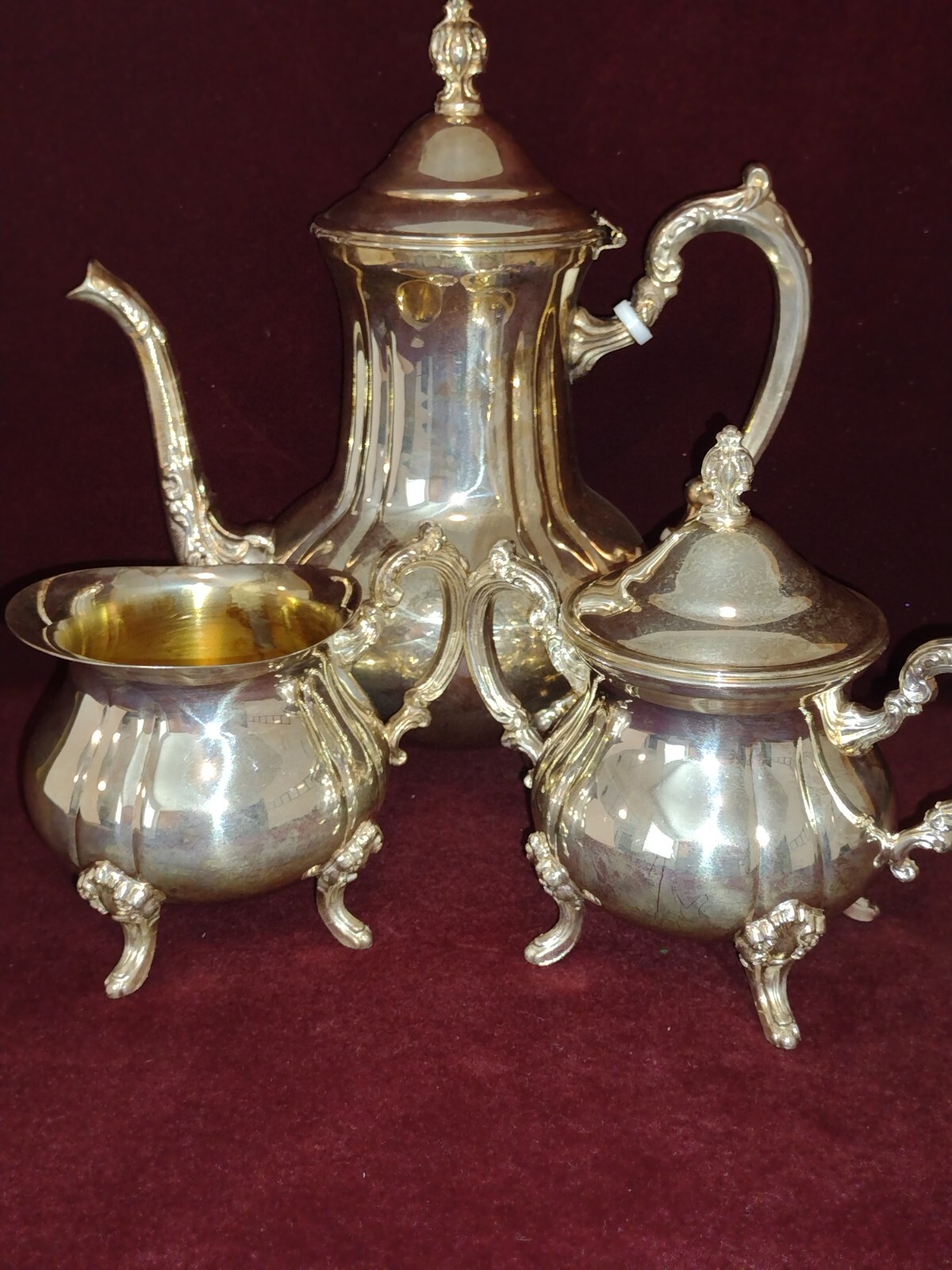 Vintage Leonard Silver Plated Coffee, Tea Pot, Creamer & Sugar Bowl - Stunning