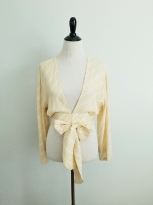 FAITHFULL THE BRAND Parisian Crop Top Plunge Neck Open Back Tie Waist Small